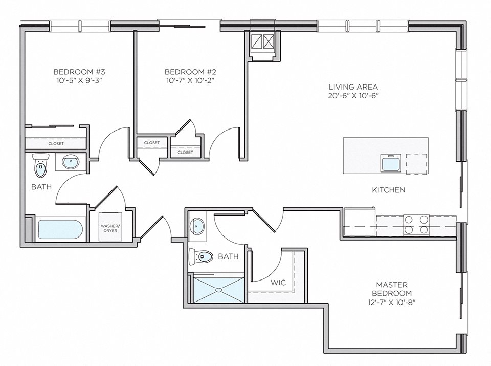 3 Bedrooms 2 Baths Floor Plan 6